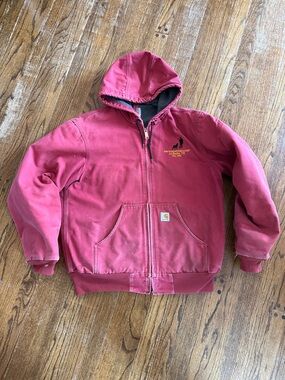 Carhartt men’s medium vintage Red Hooded Zip work canvas cotton Jacket